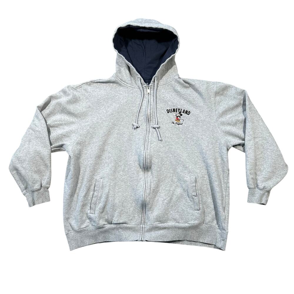 Disneyland Mickey Mouse Hoodie Mens XXL Full Zip Embroidered Sweatshirt